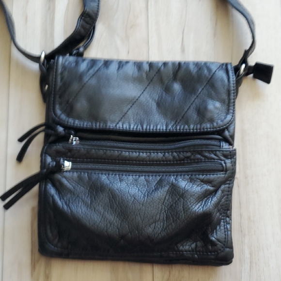 Black Faux Leather Crossbody Bag - Picture 3 of 15